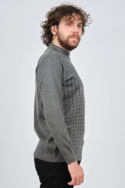 Çizgi Triko Чоловічий светр з напіврибальським коміром 42564216 Сірий
