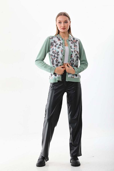 Sistas Women's Patterned Buttoned Jacket 23969 Mint