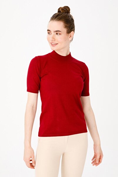 Desen Triko Women's Half Fisherman Blouse 02420345 Red