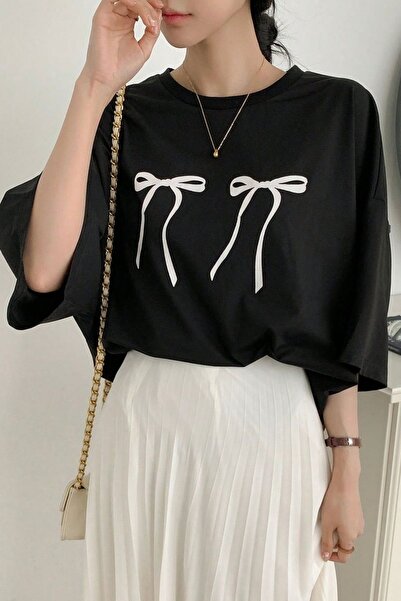 EFBUTİK Unisex Black T-Shirt - White Imprinted Pair