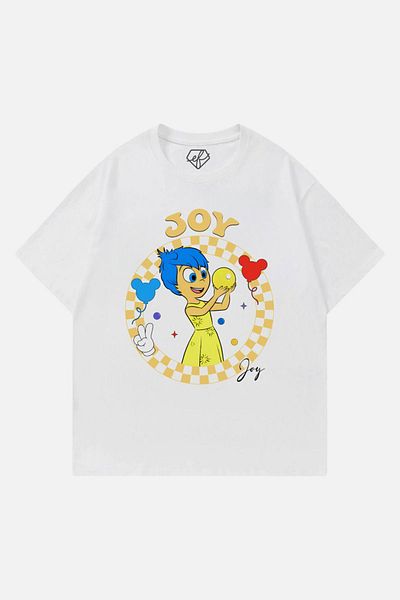 EFBUTİK Unisex White Reverse Face Joy T-shirt