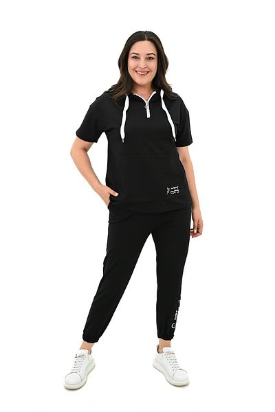 Koza Butik Дамски спортен екип с качулка, голям размер - 3759-23