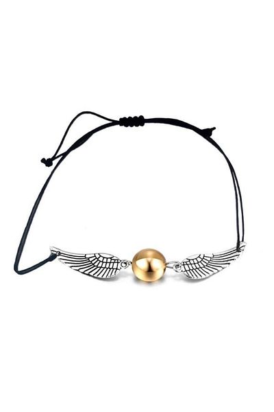 Herşey Nota Harry Potter Gold Snitch - Adjustable Black String Bracelet