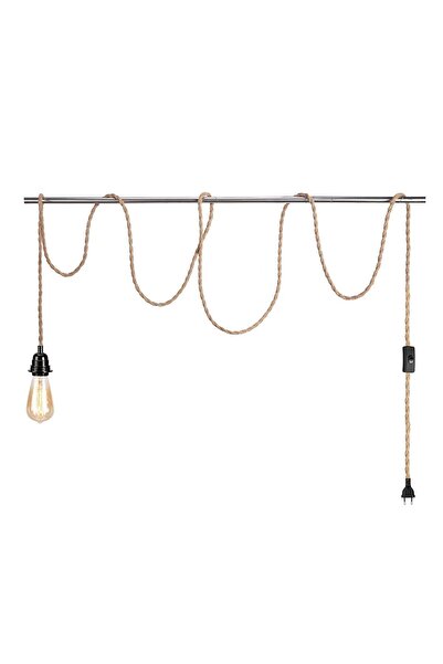 ETAB Jüt Halat Sarkıt Avize Anahtarlı Duy 5 Mt Bronz Rengi (AMPUL DAHİL)