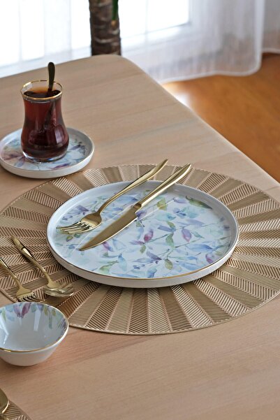 Glore Harmony Altın Yaldızlı 32 Parça 6 Kişilik Seramik Kahvaltı Takımı