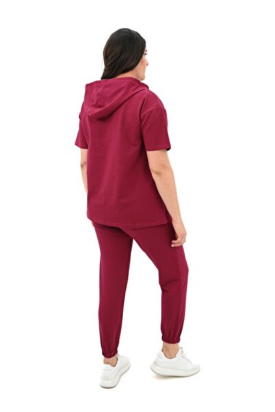 Koza Butik Plus Size Hooded Women's Tracksuit Set - 3759-23