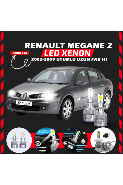 SHOOPLAA Renault Megane 2 2002-2009 Uzun Far Uyumlu Şimşek Etkili Led Xenon P...