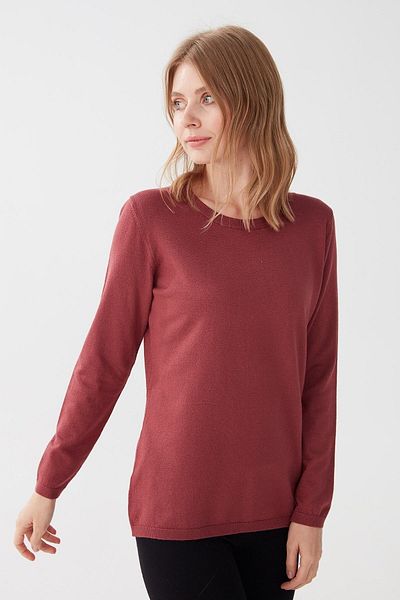 Desen Triko Women's Lycra Long Sleeve Basic Crew Neck Blouse 0240015 Dusty Rose