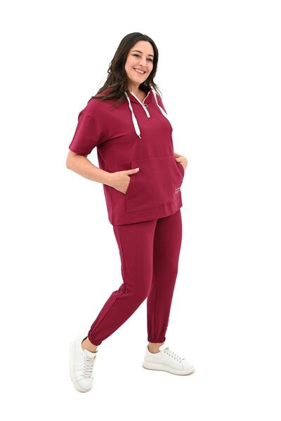 Koza Butik Дамски спортен екип с качулка, голям размер - 3759-23