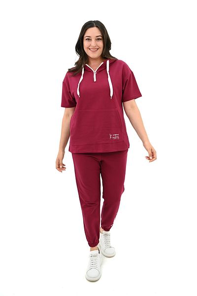 Koza Butik Дамски спортен екип с качулка, голям размер - 3759-23