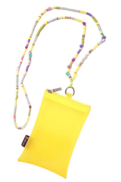 Bakras Fimo Yellow Transparent Beach Phone Bag with Bead Strap - Patented Design