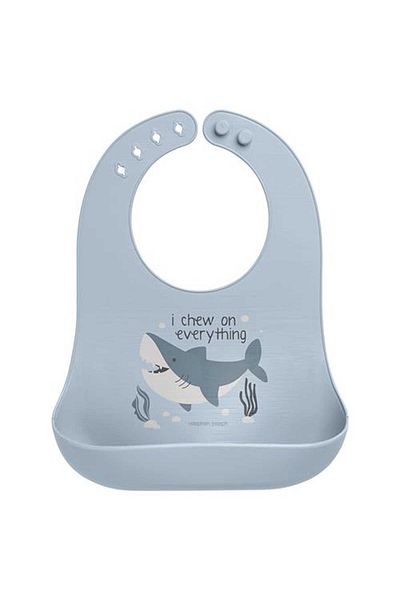 Stephen Joseph 6 Months Blue Shark Silicone Food Bib