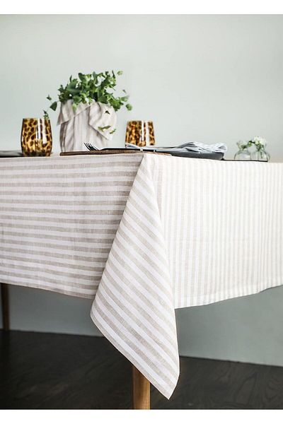 EVYA Fata de masa cu dungi 100% bumbac vopsit cu fire 160x220 cm Fata de masa bucatarie living