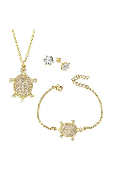 Forentina Kaplumbağa Kolye Bileklik Küpe - Hediye Seti - Ps0416