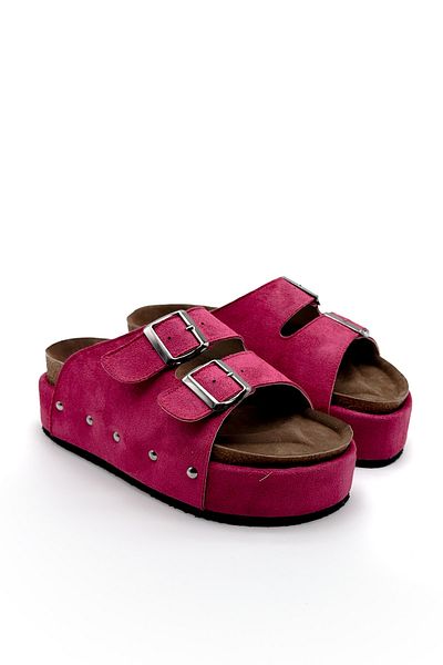 Shoebutik Γυναικείες παντόφλες Denis Fuchsia Studded High Sole