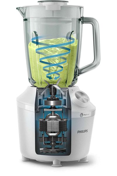 Philips خلاط سلسلة 3000 HR2291/20، سعة قصوى 2 لتر، وعاء زجاجي، أبيض، ضمان لمدة عامين