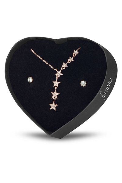 Forentina Rose Dangle Star Necklace Earrings - in Heart Box - Ps142400Tr
