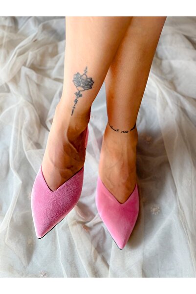 irmona Παντόφλες Oasis με ροζ καστόρι με τακούνι