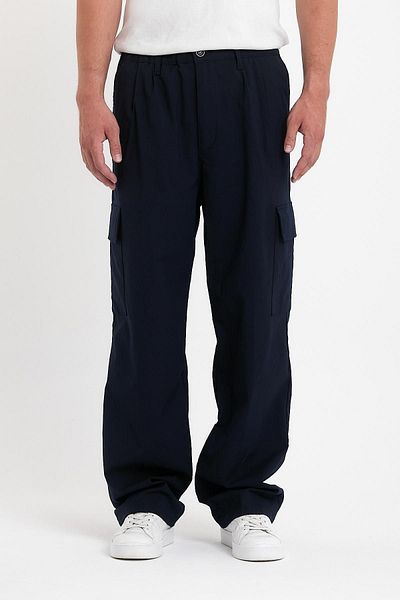 DAMGA JEANS Men's Oversize Wide Leg Navy Baggy Trousers with Cargo Pockets