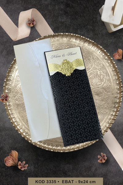 Cem Davetiye Düğün Nişan Nikah Kına Davetiyesi 3335 (100 ADET) Baskı Dahil