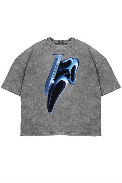 Bak Moda Tricou alb oversize unisex - imprimat cu masca