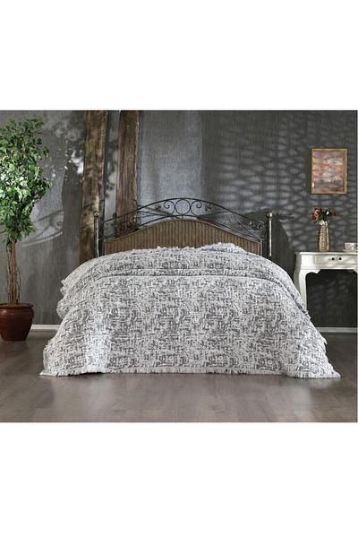 Çeyiz Diyarı Anthracite Puffy Cotton Double Blanket - 200x220
