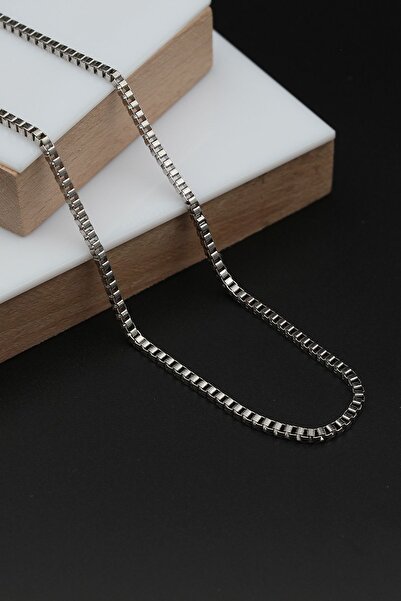 kolbi Set of 3 Luxury Twist Cube and Fox Tail Chain Necklace - Silver Color