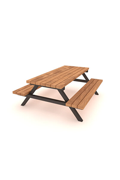 Soylu Grup Kent ve Bahçe Mobilyaları Ahşap Piknik Masası, Metal Gövdeli 180 cm