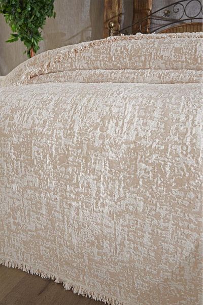 Çeyiz Diyarı Μπεζ Puffy Cotton Διπλή Μονή Κουβέρτα - 200x220