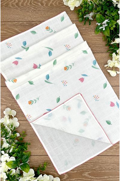 Renkli Puset Multi-Purpose Muslin Blanket for Baby Girl - Blanket Flower Tulip