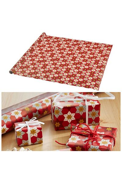 IKEA VINTERFINT Floral Motif Red White 3 Meter Roll Gift Wrap Paper Wrapping Paper Paper