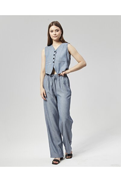 Nuseel طقم بنطلون وسترة من قماش أتلانتس الأزرق