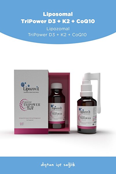 LİPOZOVİT Lipozomal Tripower D3 K2 Coq10 Magnezyum Içeren Takviye Edici Gıda 180 Puf