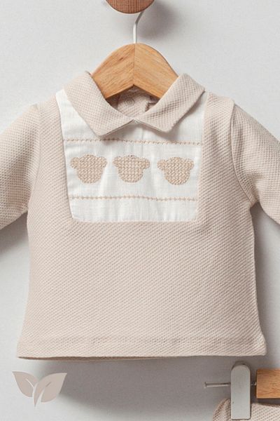 Cassiope Three Teddy 2-Piece Set for Baby Boy - 2 Months, 3 Months, 6 Months Beige