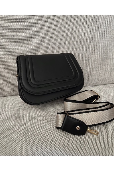 gabies Design simplu - Geantă de mână și de umăr pentru femei, cu capac negru