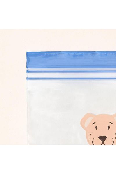 IKEA Lockable Refrigerator Bag Blue Color 1 Lt, 25 Pieces Teddy Bear Patterned