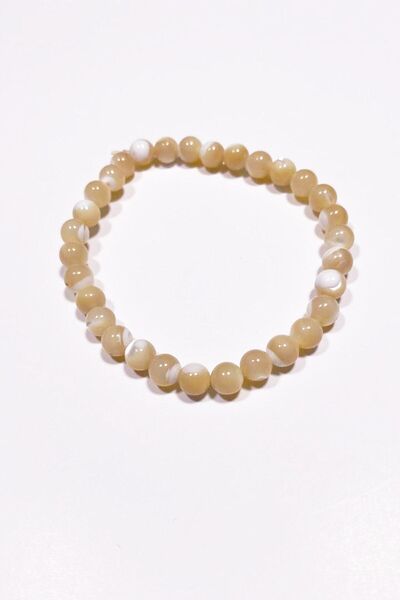 Zeynep Büyükbay Mother of Pearl Natural Stone Bracelet (6mm Sphere Cut)