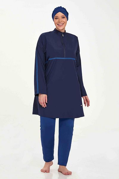 Remsa Mayo Morgan Battal 1427 Dark Navy - Full Covered Large Size Hijab Swimsuit