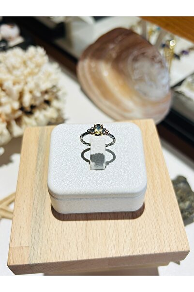 Luna Sitrin Doğal Taşlı Minimal Gümüş Yüzük