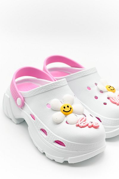 Shoebutik White Daisy Slippers