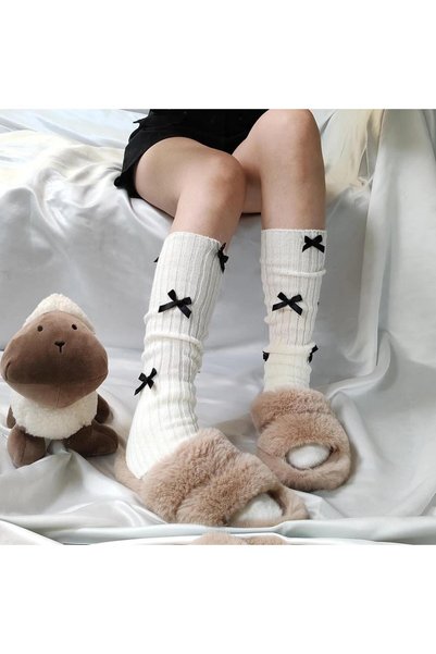 Karakedi White Black Bow Detailed Leggings