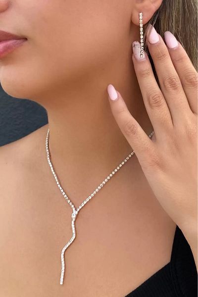 Only Vogue 2 Year Warranty - Certificated Evening Dress, Necklace and Earring Set, for Wedding and Engagement