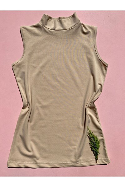 LEYNA BUTİK White and Nude Color Set of 2 - Turtleneck Cotton Lycra Women's Athlete Body