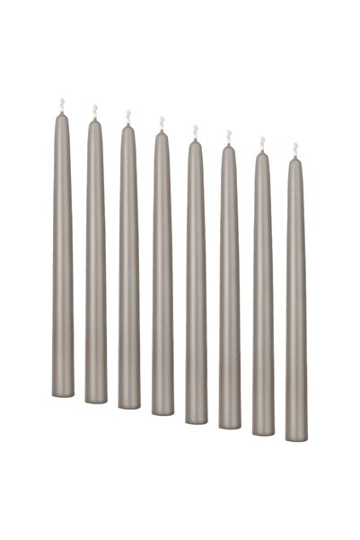 IKEA 8 Adet Koyu Gri-Bej Şamdan Mumu, 25 cm 5.5 saat