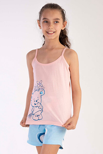 VİENETTA Cotton Girl's Rope Strap Pajama Set with Shorts