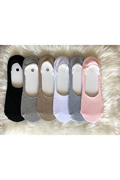 UZARLAR ÇORAP B&d Kadın 6'lı Silikon Baskılı Görünmez Babet Çorap