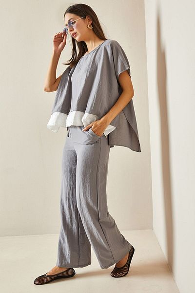 XHAN Gray Double Suit - Crew Neck 5YXK8-48706-03