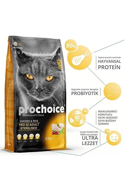 ProChoice Pro Choice Pro 32 Sterilised Tavuklu Kısırlaştırılmış Kedi Maması 15 Kg