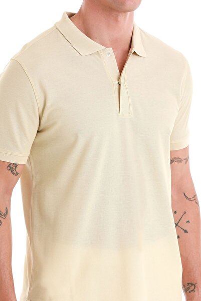 Hatemoğlu Mink Regular Fit Plain Mercerized Polo Collar 100% Cotton T-Shirt