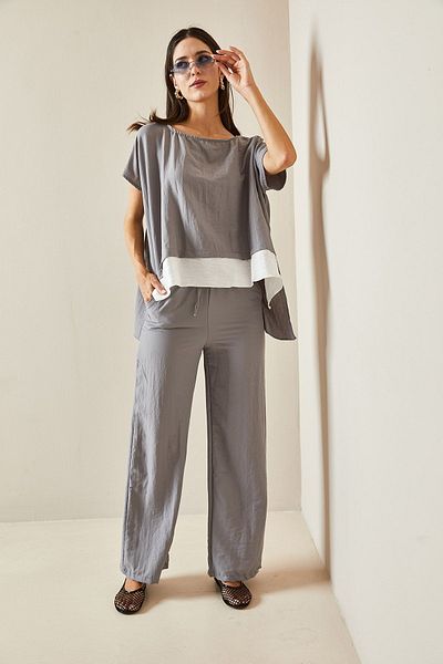 XHAN Gray Double Suit - Crew Neck 5YXK8-48706-03